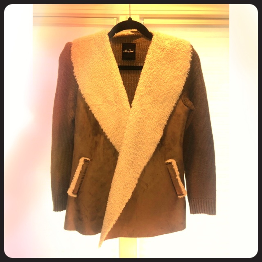 Me Jane Faux Suede / sheepskin cardigan - Size S